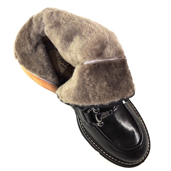 CHIARA COLINI 🇮🇹 WOMEN'S BLACK SOFT LEATHER WINTER COMFORT FUR BOOTIE - Picture 8 of 8